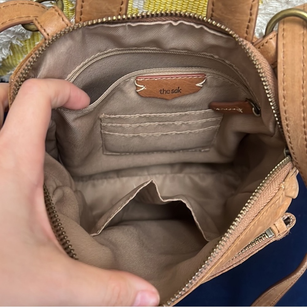 The Sak Tan Embossed Leather Convertible Crossbody Bag Backpack - Picture 6 of 8
